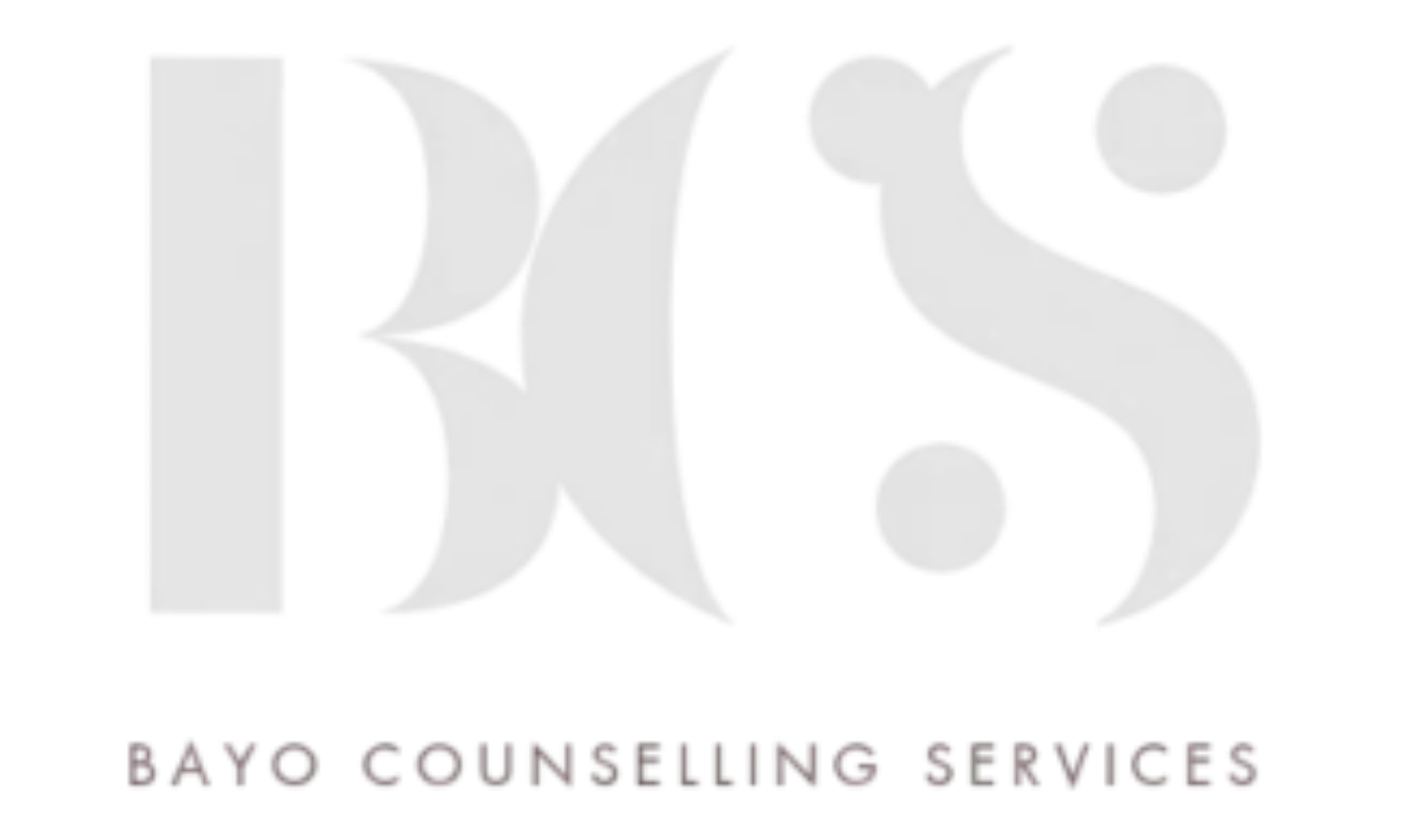 Logo for Bayo Counseling Services: large white script letters on a black background with 'Bayo Counseling Services' text beneath.